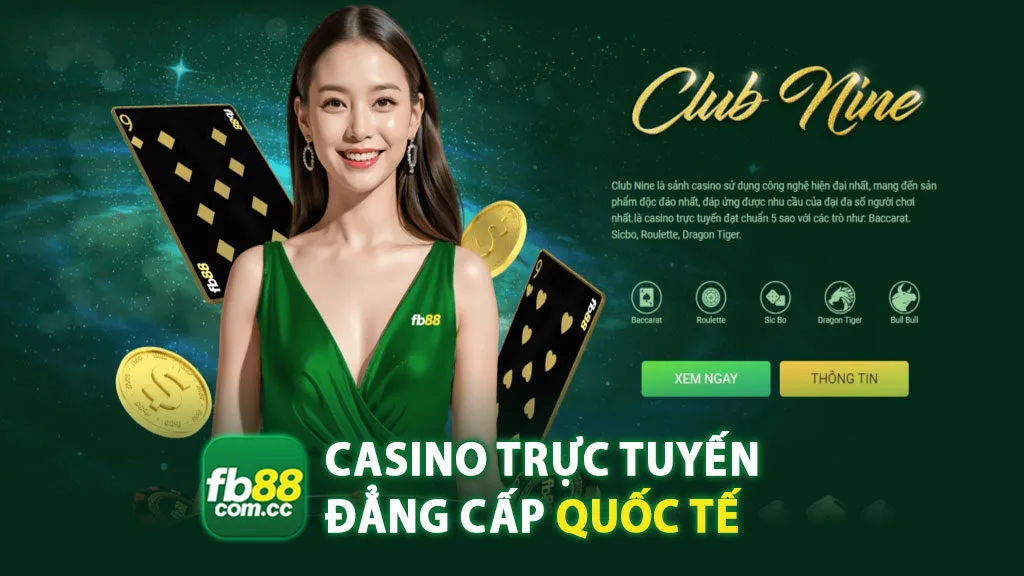 Thoải mái giải trí casino trực tuyến đẳng cấp quốc tế tại FB88